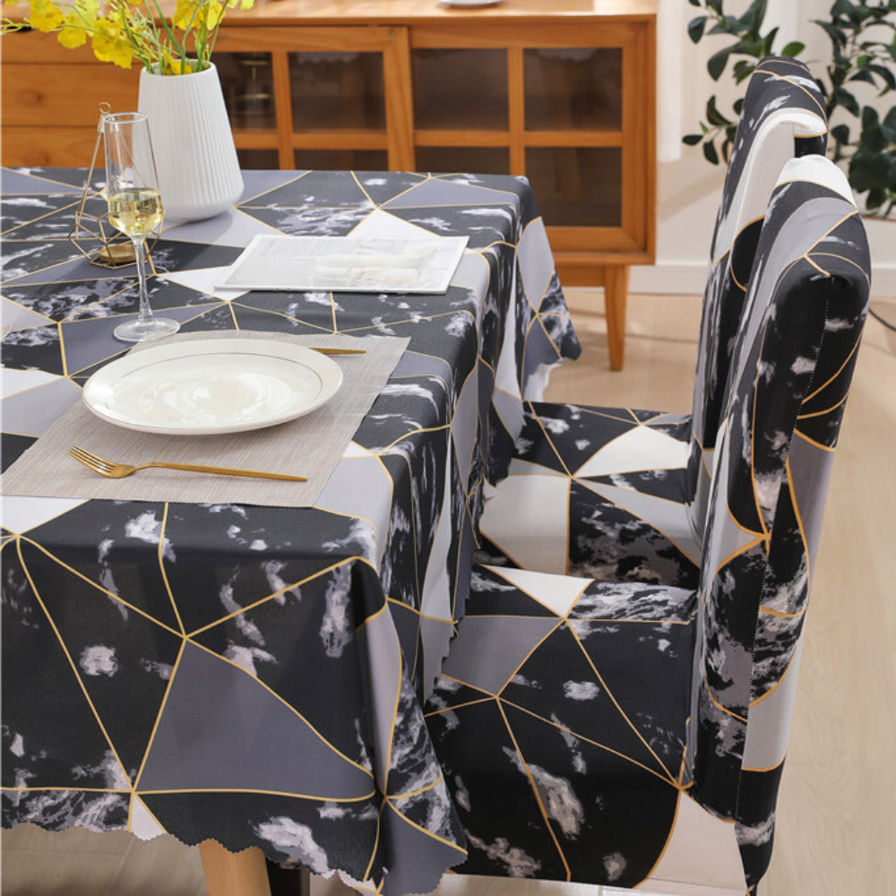 Marble Black Chair & Table Cover