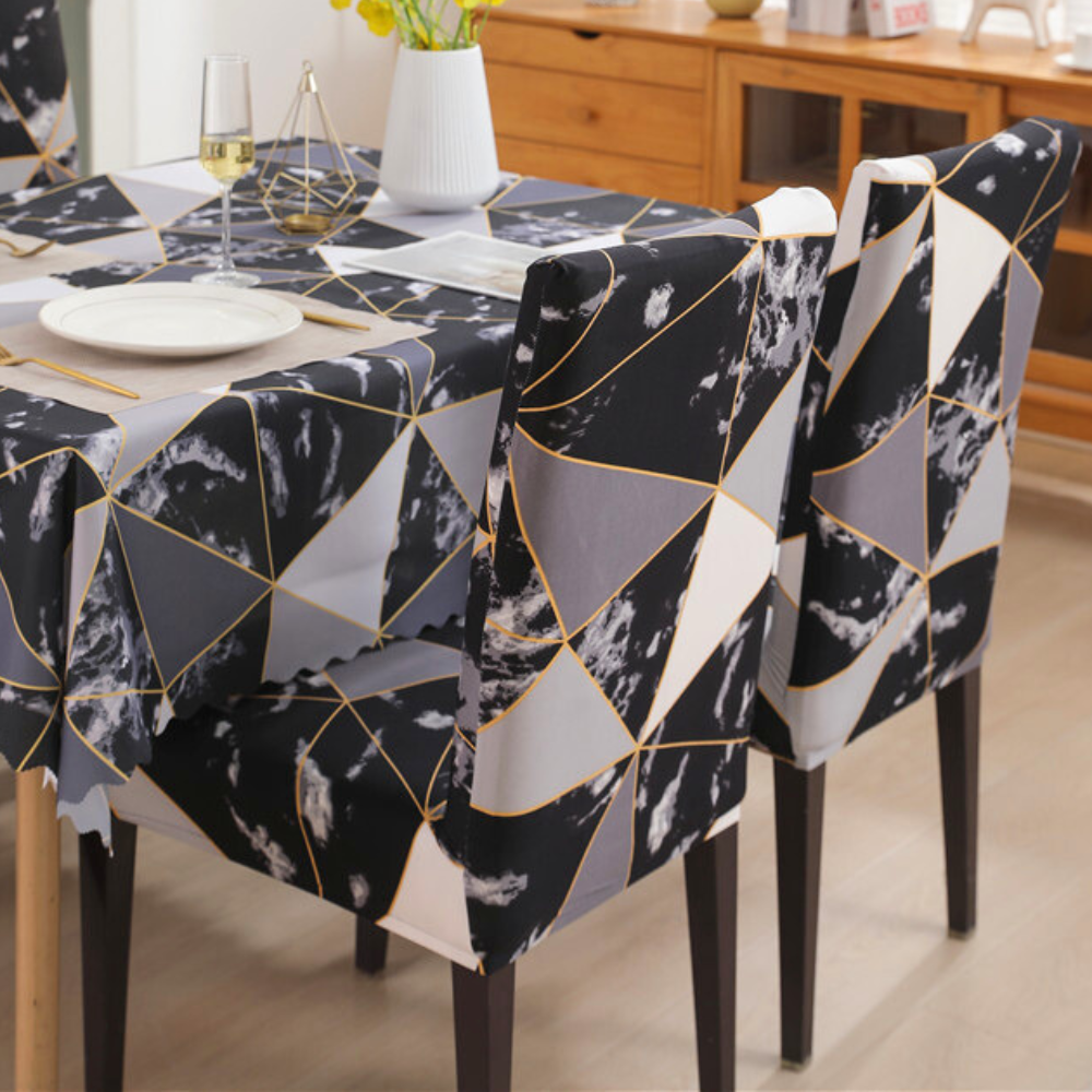 Marble Black Chair & Table Cover