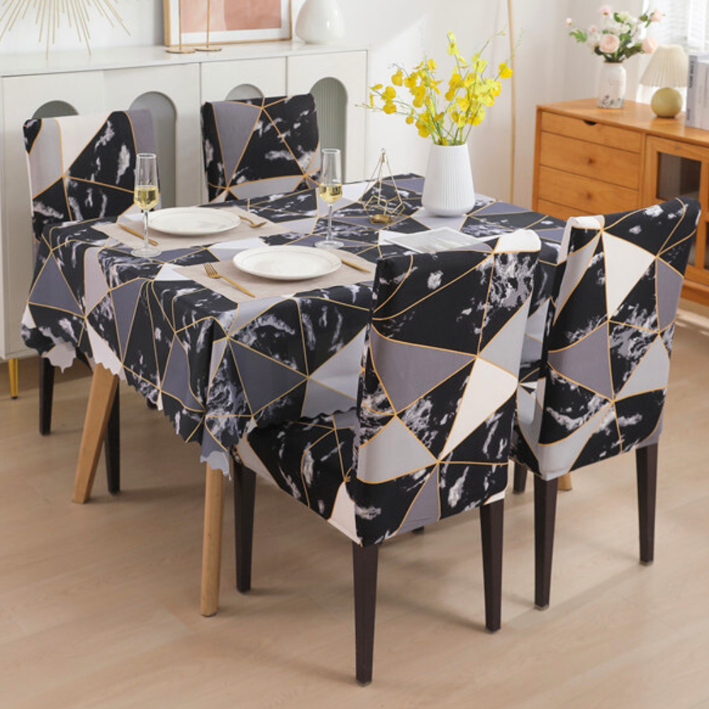 Marble Black Chair & Table Cover