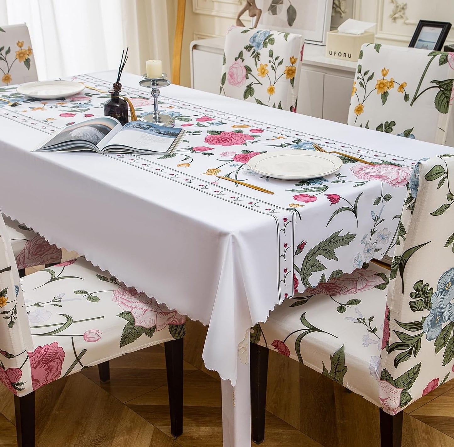 White Pastel Chair & Table Cover