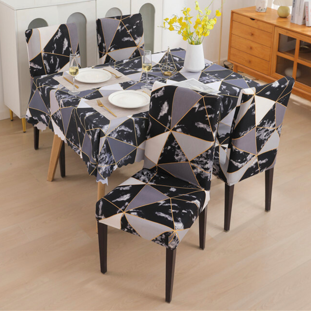 Marble Black Chair & Table Cover