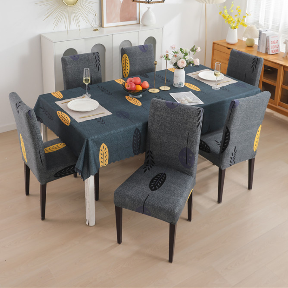 Grey Mustard Leaf Chair & Table Cover