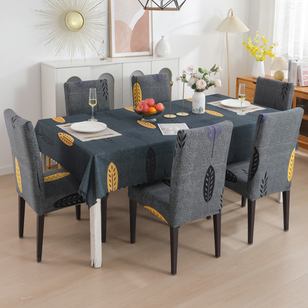 Grey Mustard Leaf Chair & Table Cover