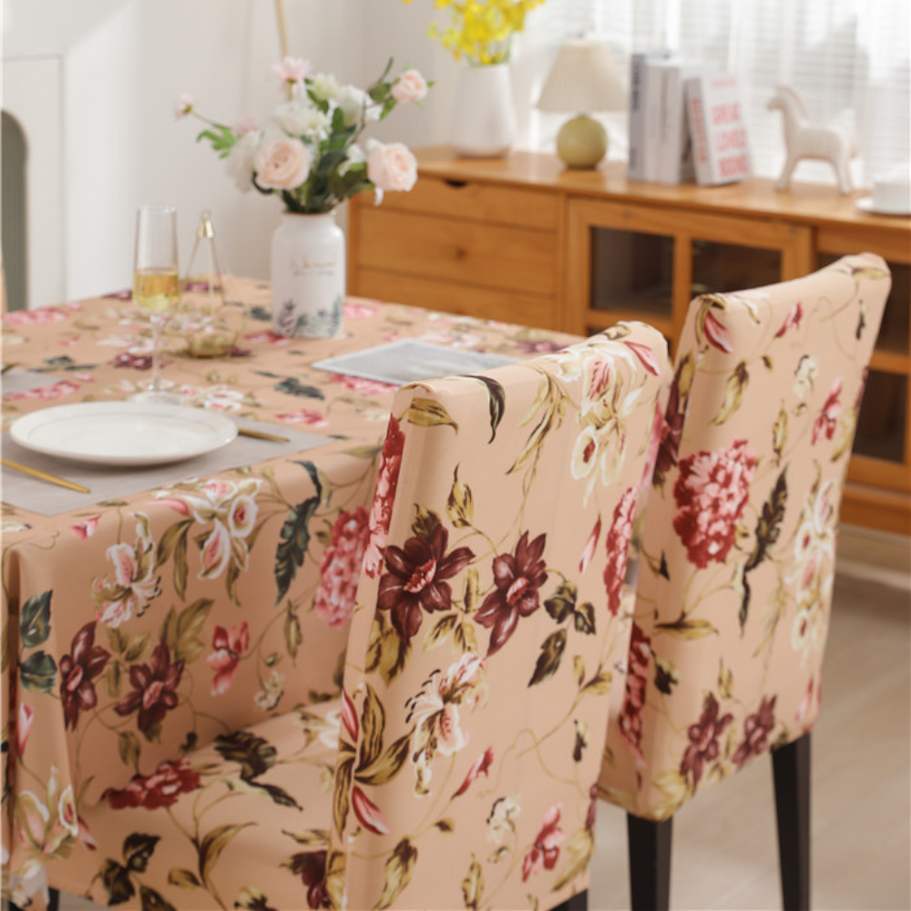 Floral Beige Chair & Table Cover