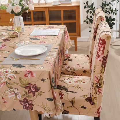 Floral Beige Chair & Table Cover