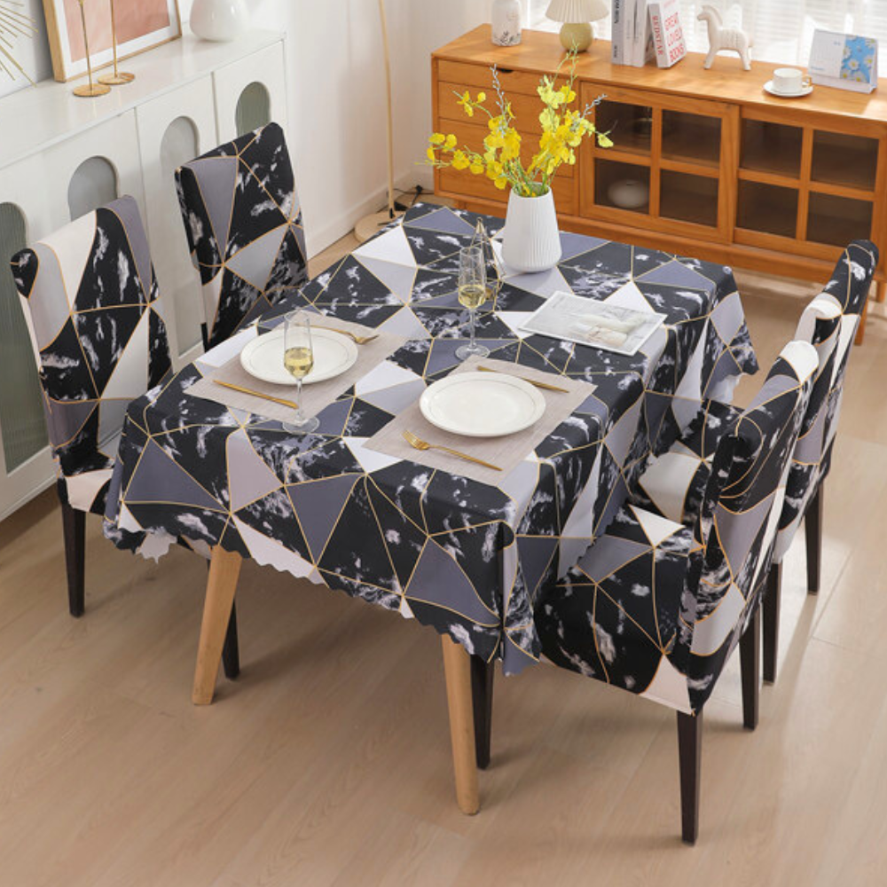 Marble Black Chair & Table Cover