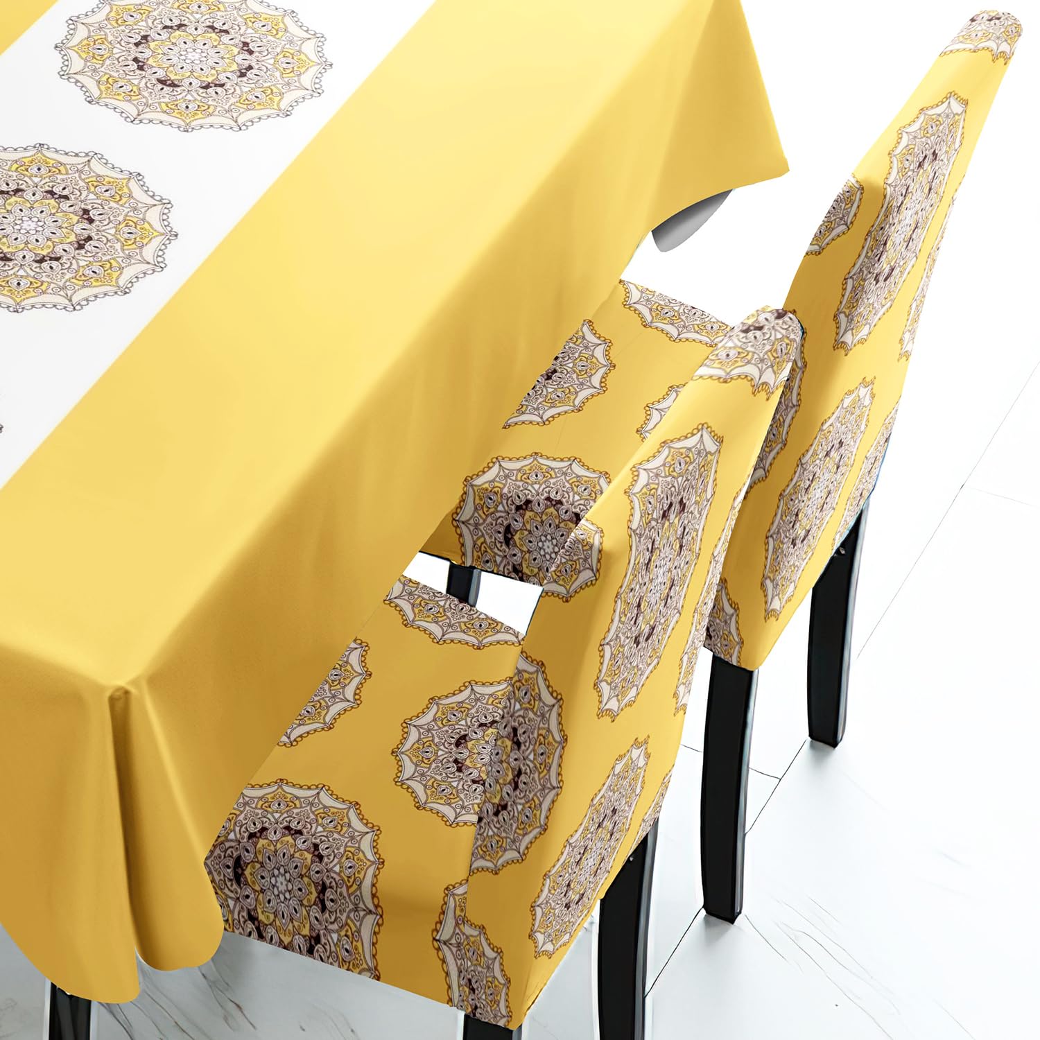 Yellow Rangoli Chair & Table Cover