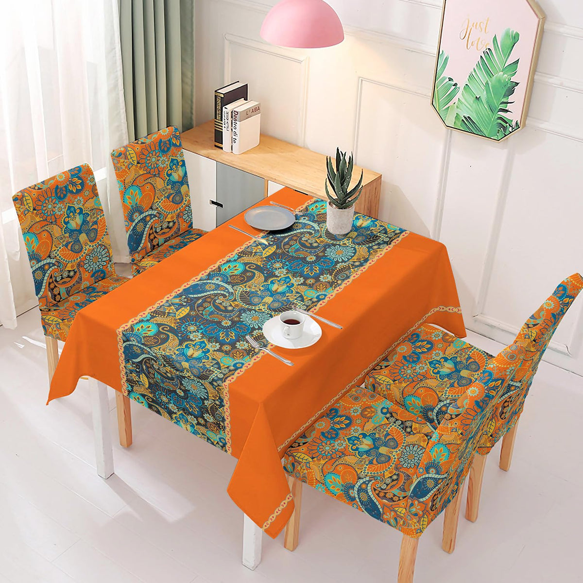 Orange Art Chair & Table Cover