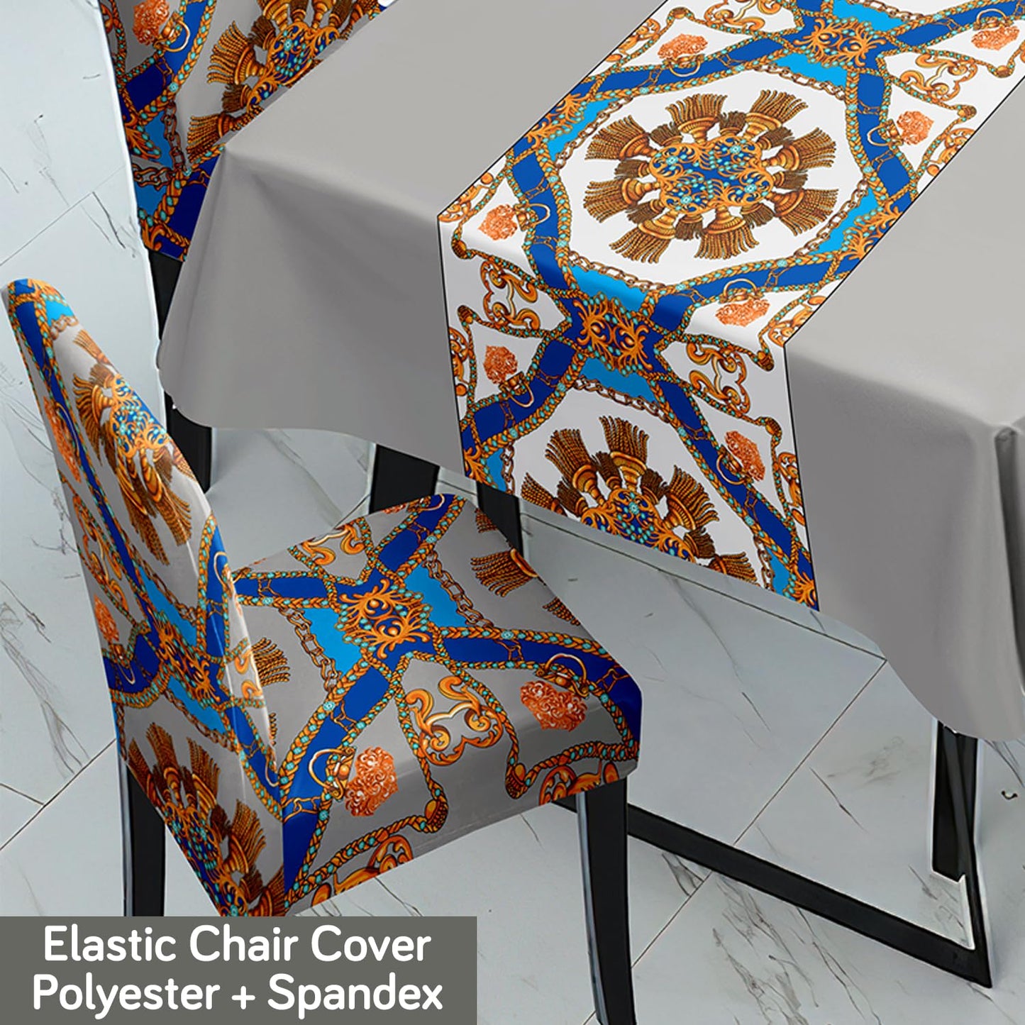 Grey Rangoli Chair & Table Cover