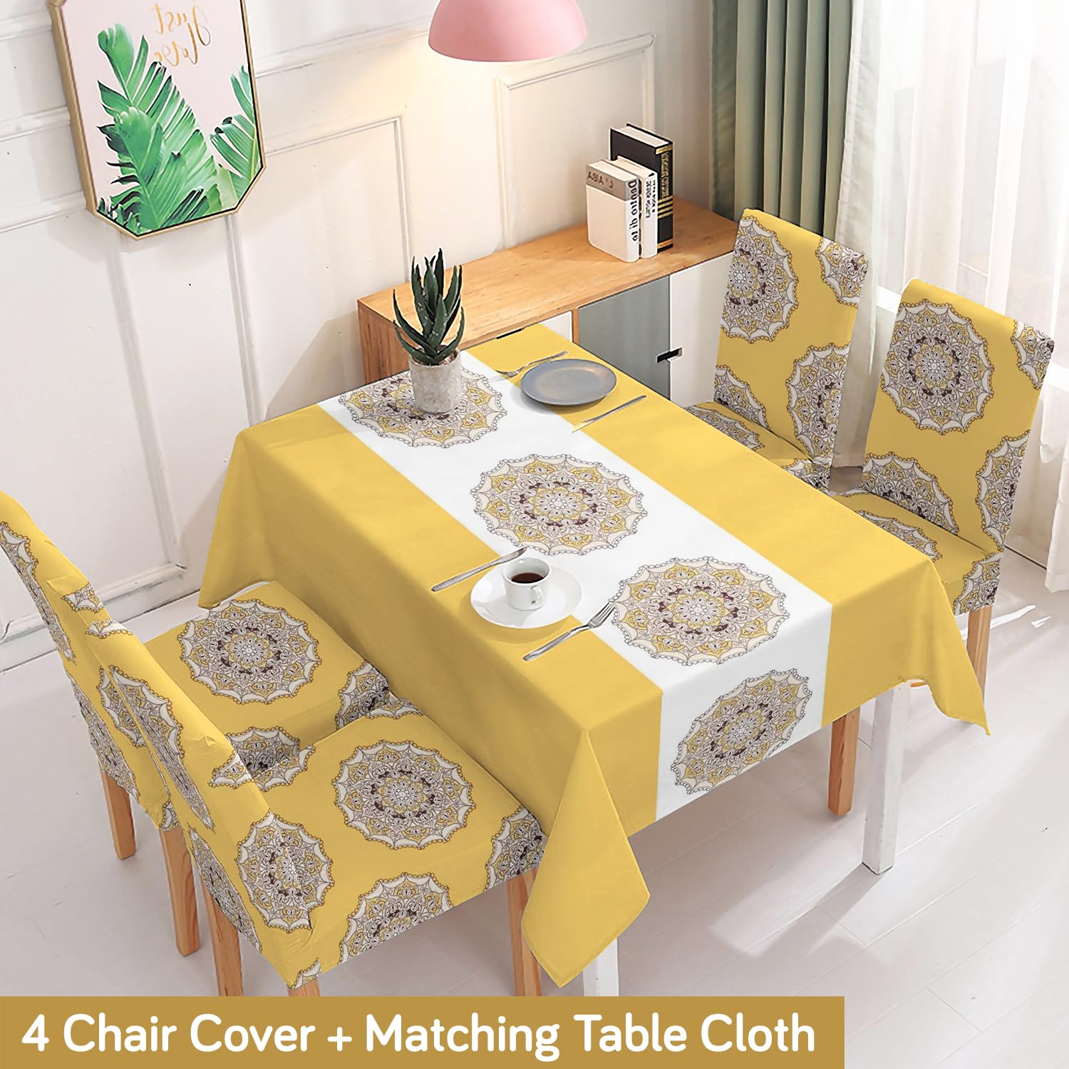 Yellow Rangoli Chair & Table Cover