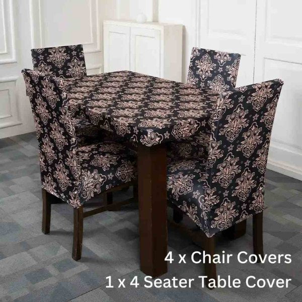 Beige Black table chair cover