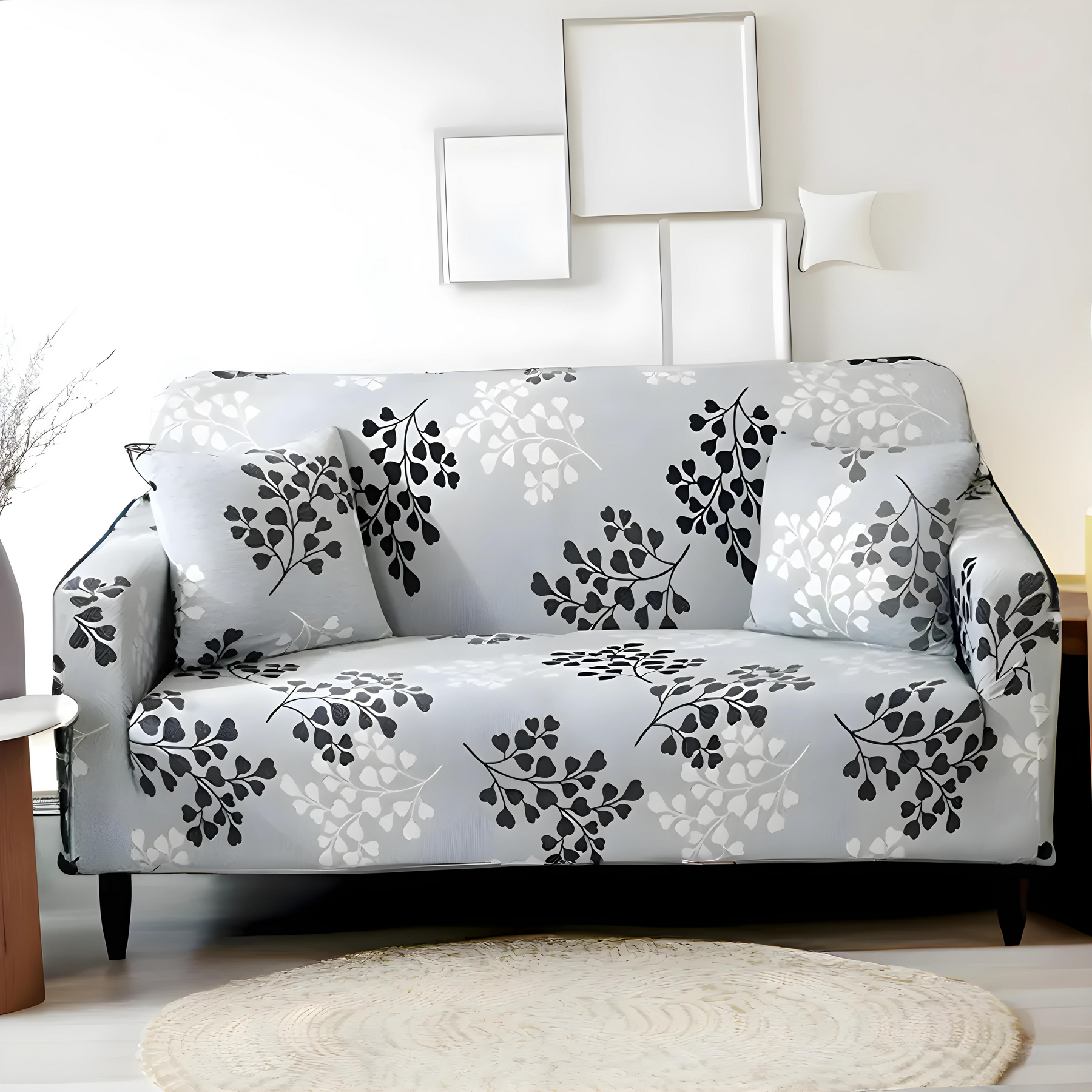 Petal Grey Elastic Sofa Slipcovers